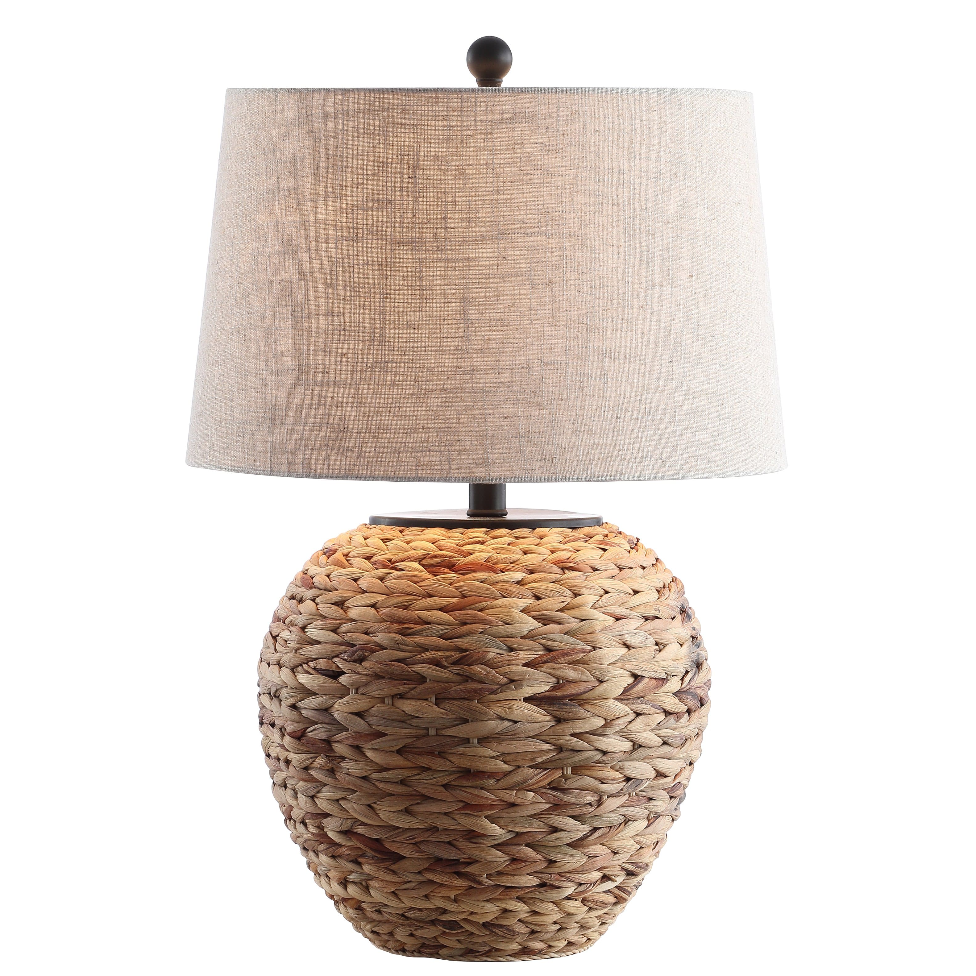 "Jonathan Y - Alaro 24.5"" 1-Light Farmhouse Coastal Water Hyacinth Basket LED Table Lamp - Natural" price history on PriceWatchPro