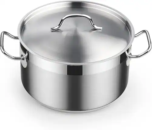 Front. Cooks Standard - Professional 6 Quart Stock Pot with Lid, Stainless Steel Dutch Oven Pot - Stainless steel.