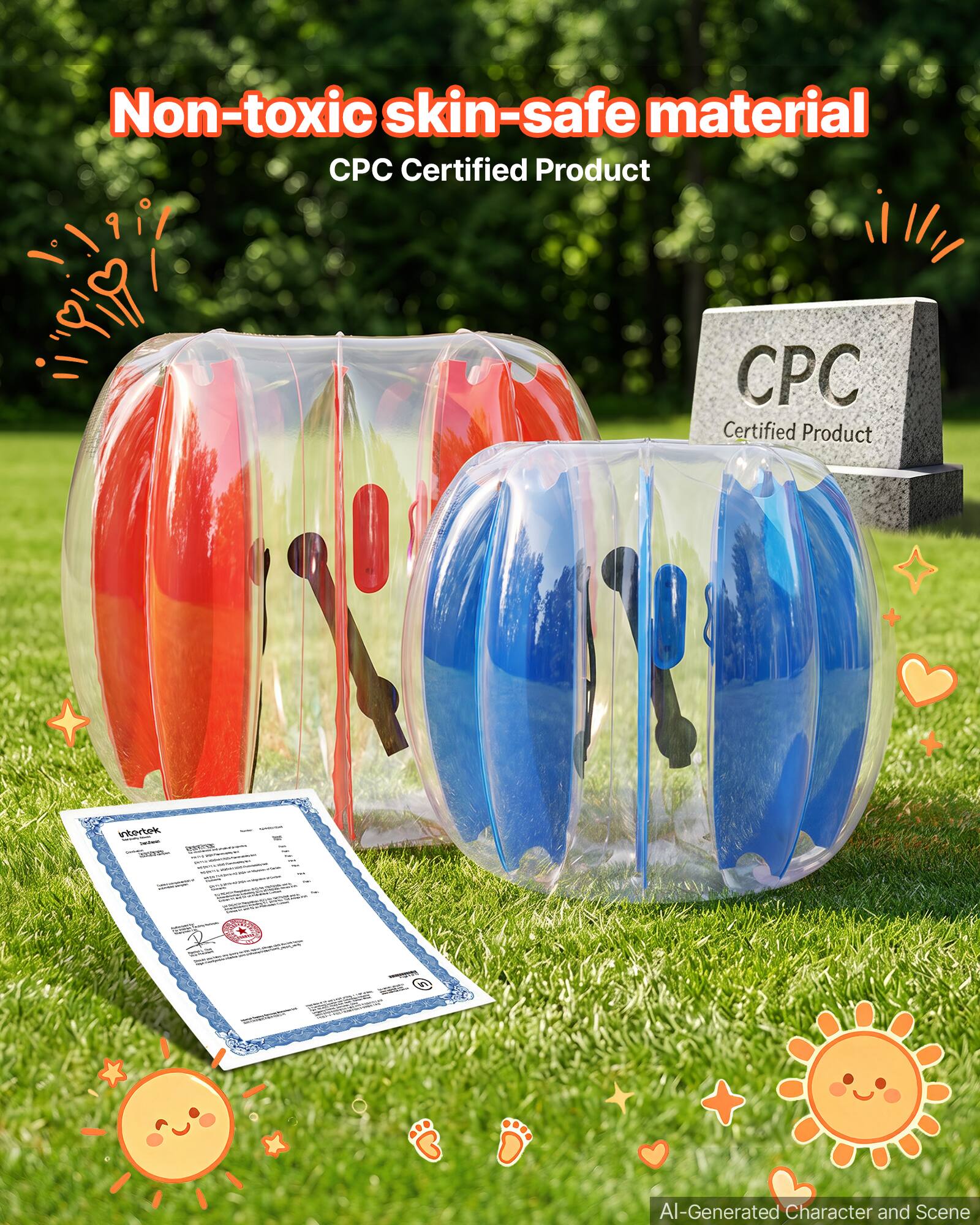 Non-toxic skin-safe material  
CPC Certified Product  
intertek 2019  
AI-Generated Character and Scene