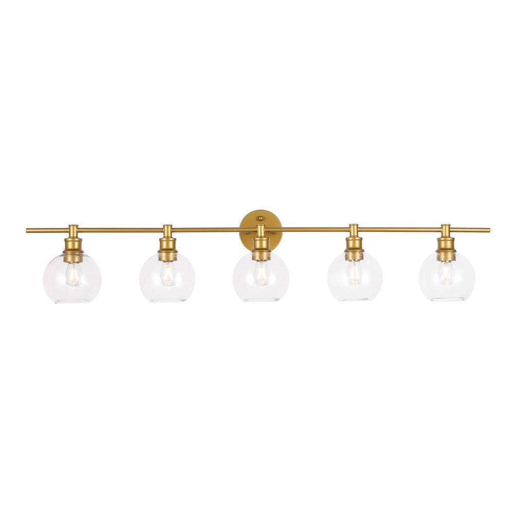 Alt View 2. Living District - Collier 5 light Brass and Clear glass Wall sconce - Brass And Clear Glass.