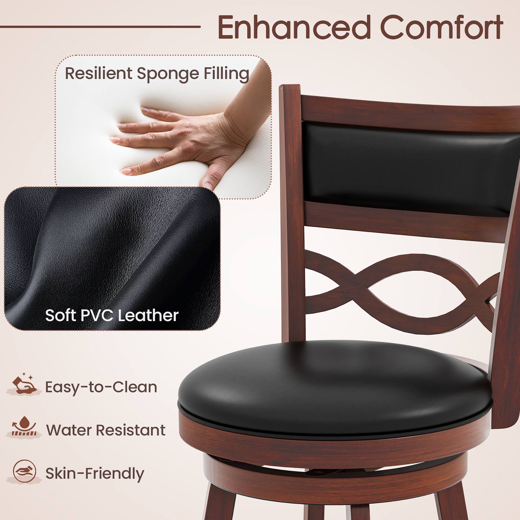 Enhanced Comfort, Resilient Sponge Filling, Soft PVC Leather, Easy-to-Clean, Water Resistant, Skin-Friendly