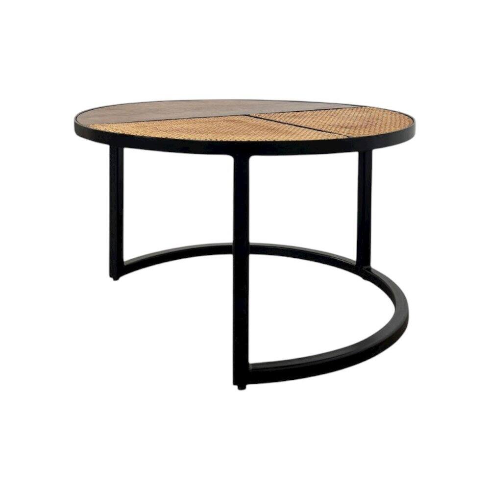 Left. Carolina Chair & Table - Cardinal 28" Round Nesting Coffee Table with Cane - Natural - Natural, Cane.