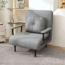 Kadyn - 5-in-1 Convertible Sleeper Chair, Multi-Position Adjustable Backrest with Pillow, Space-Saving Design, Grey - Gray