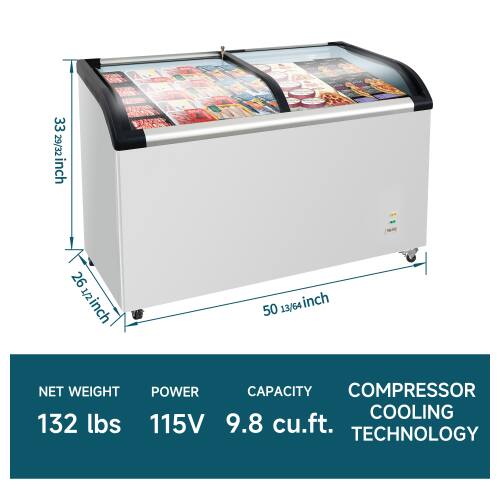 33 29/32 inch  
26 1/2 inch  
13/64 inch  
50 NET WEIGHT  
POWER  
CAPACITY  
COMPRESSOR COOLING  
132 lbs  
115V  
9.8 cu.ft.  
TECHNOLOGY
