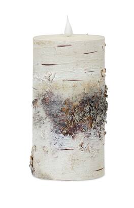 BreeBe - LED Birch Designer Candle with Remote 7"H - Brown, White