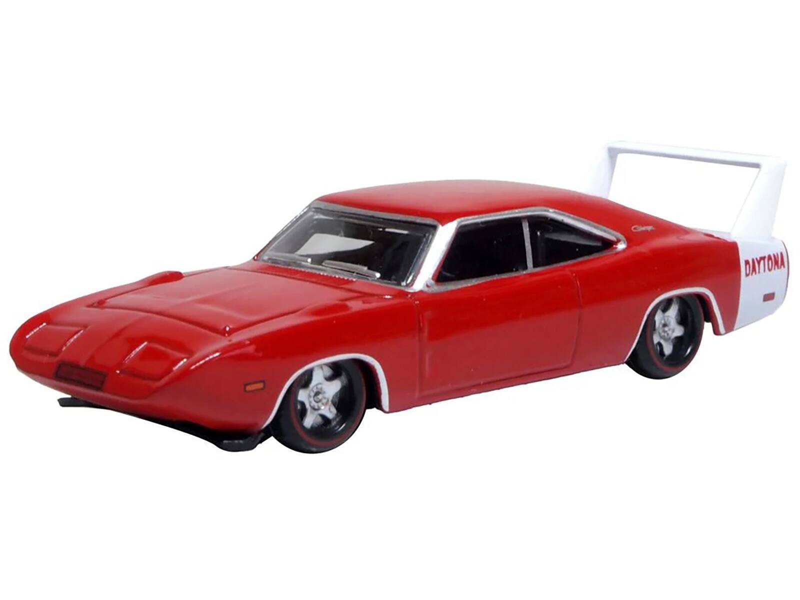 Alt View 1. Oxford Diecast - 1969 Dodge Charger Daytona Red with White Stripe 1/87 (HO) Scale Diecast Model Car by Oxford Diecast.
