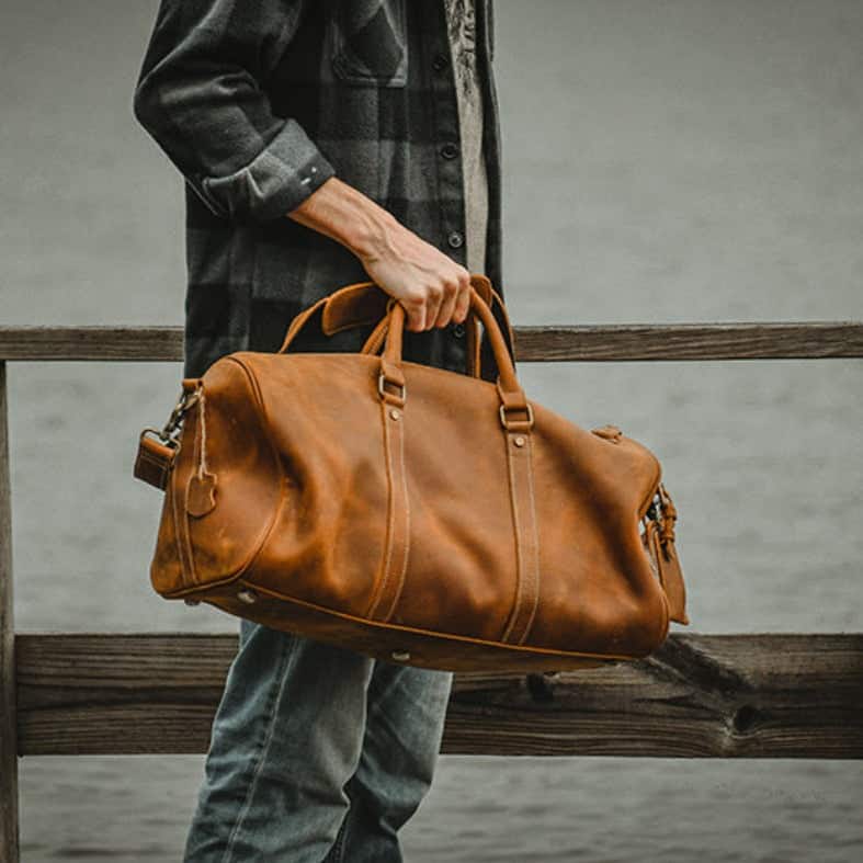 Steel Horse Leather - The Dagny Weekender | Large Leather Duffle Bag - Brown