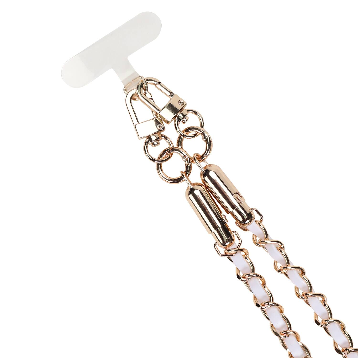 Alt View 1. Mybat Pro - MyBat Pro Atelier Series 4.2FT Crossbody Strap + USB-C Charging Cable - White / Gold - White.