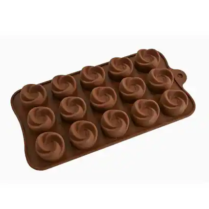 Front. Kitcheniva - Silicone Flower Design Chocolate Mold (4.0 x 8.2 Inch).