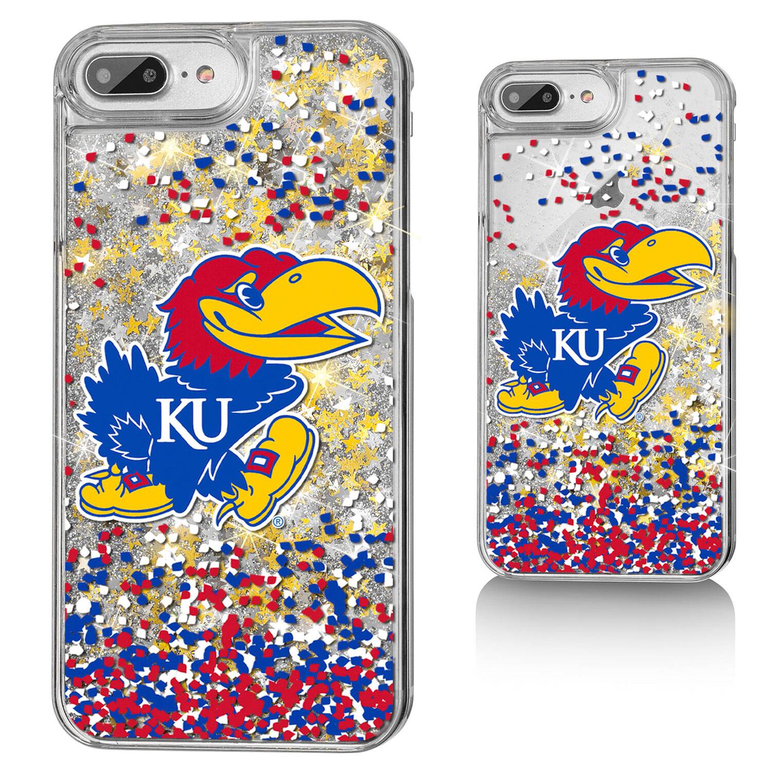 Front. Keyscaper - Kansas Jayhawks iPhone Glitter Confetti Design Case - 16 Pro Max - Multicolor.