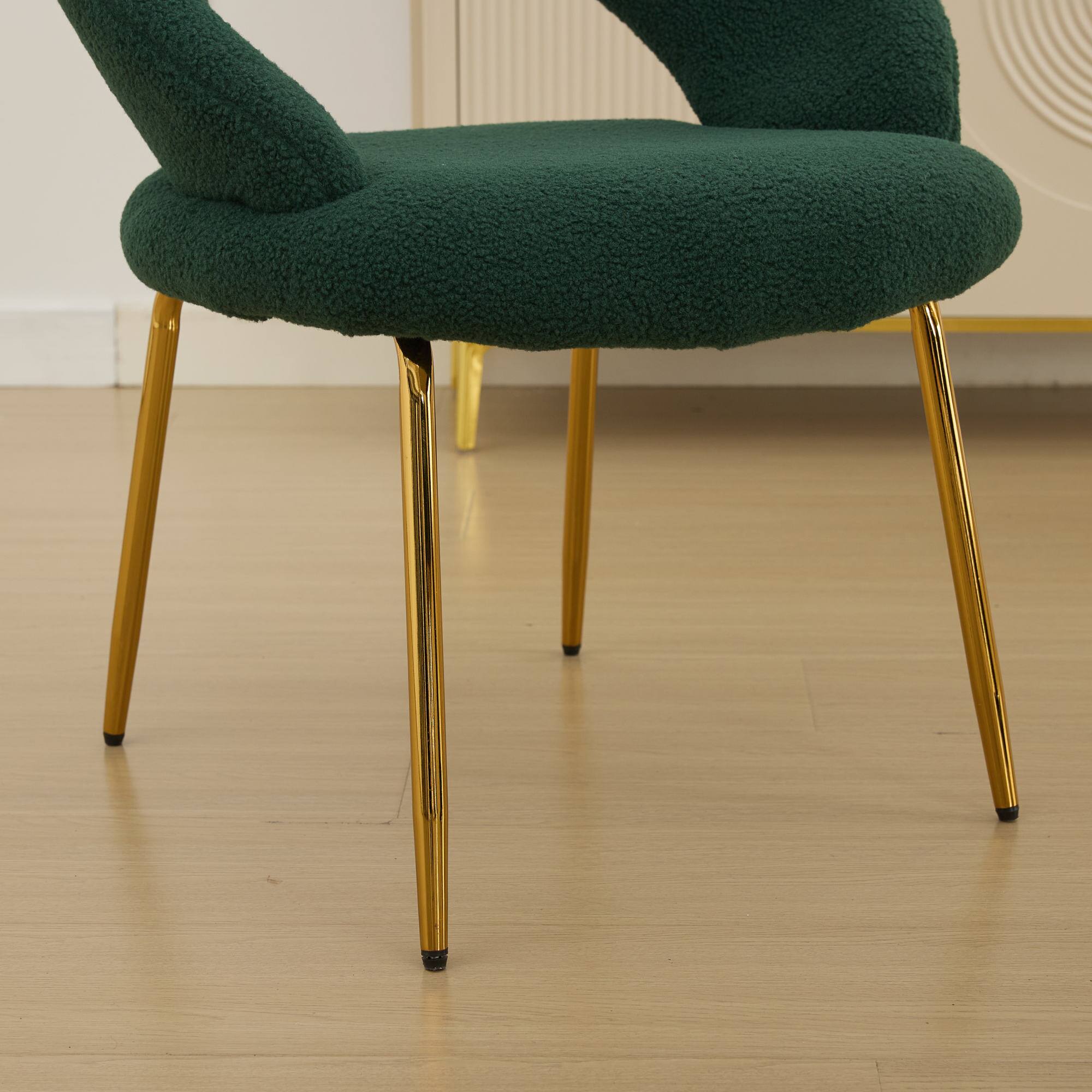 Alt View 7. GOODSILO - Luxury Velvet Dining Chair with Curved Backrest and Elegant Metal Legs for Modern Kitchen or Dining Room - Green.