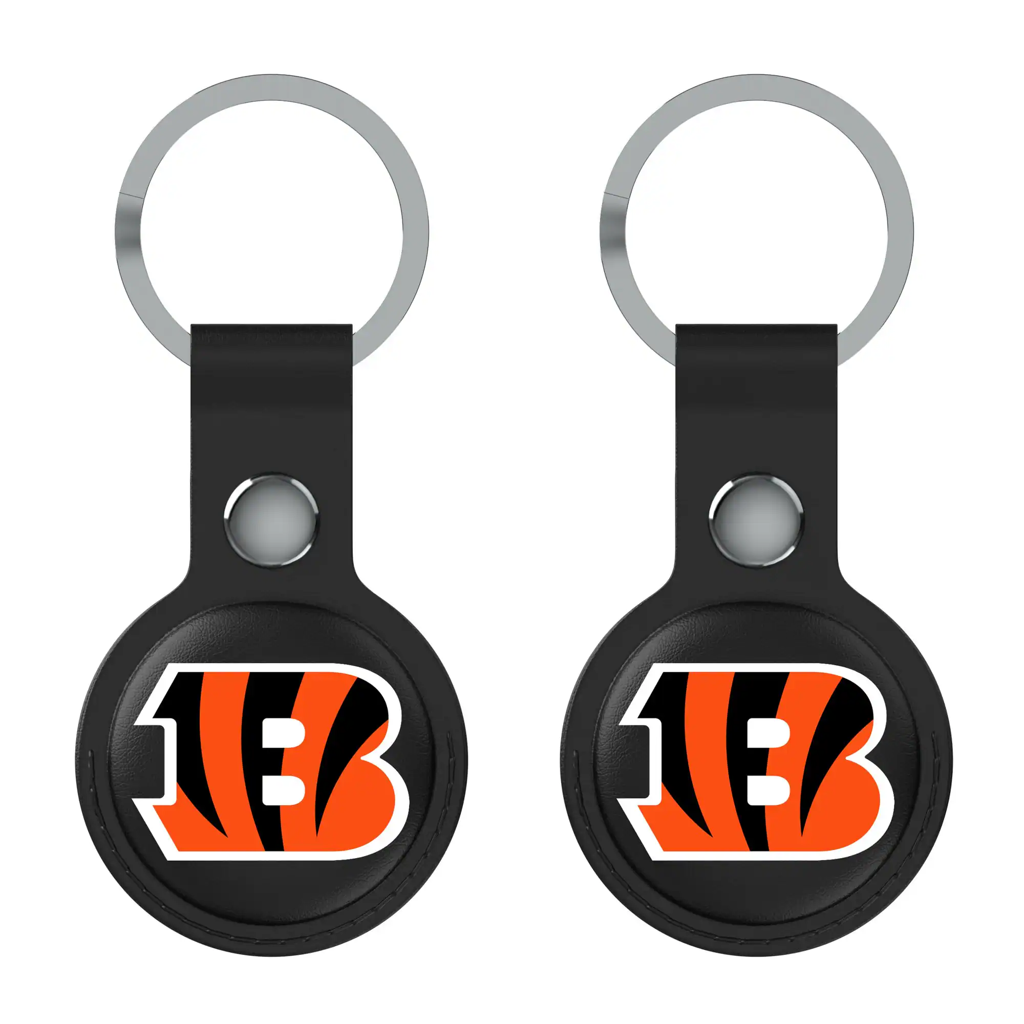 Front. Keyscaper - Black Cincinnati Bengals Two-Pack AirTag Holders - No Size - Black.