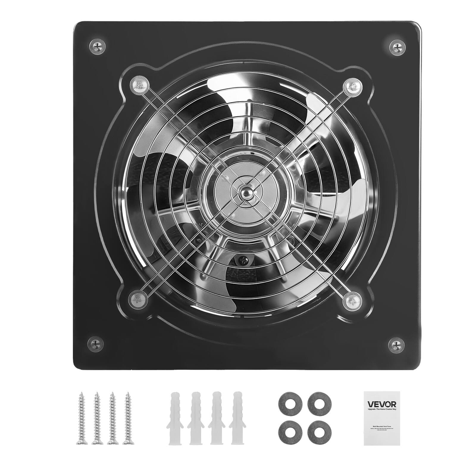 Alt View 5. VEVOR - 8 Inch Exhaust Fan, 576 CFM High Velocity Wall Mount Vent Fan with On/Off Control, Low Consumption - Black.