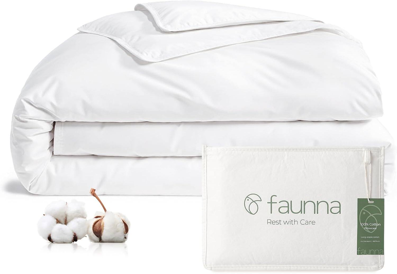 FAUNNA - Full - 100% Cotton Duvet Cover, Hypoallergenic Bed Bug Proof Minimalist Comforter Cover Zipper - White price history on PriceWatchPro