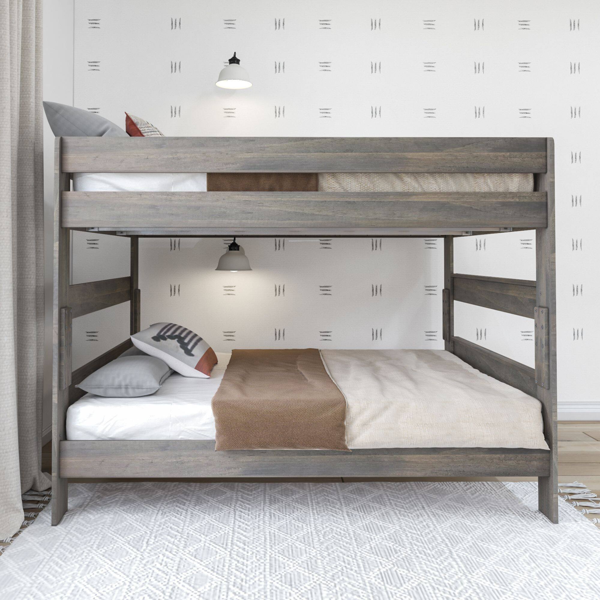 Alt View 1. Plank+Beam - Farmhouse Queen over Queen Bunk Bed, Driftwood - Driftwood.