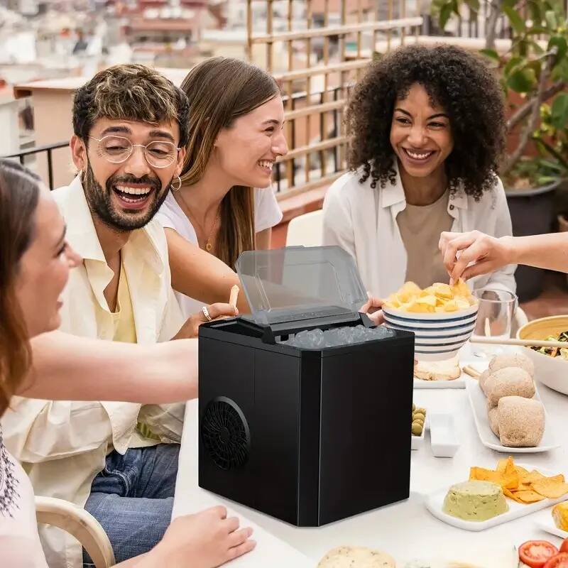 Alt View 1. Forest'nSky - Portable Ice Maker - 24.5 lb/24H, 9 Bullet Ice in 6 Mins, Self-Clean, Low Noise, Handle for Camping/BBQ,Upgraded Black - Upgraded Black.