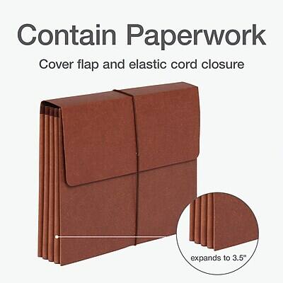Contain Paperwork  
Cover flap and elastic cord closure  
Expands to 3.5"