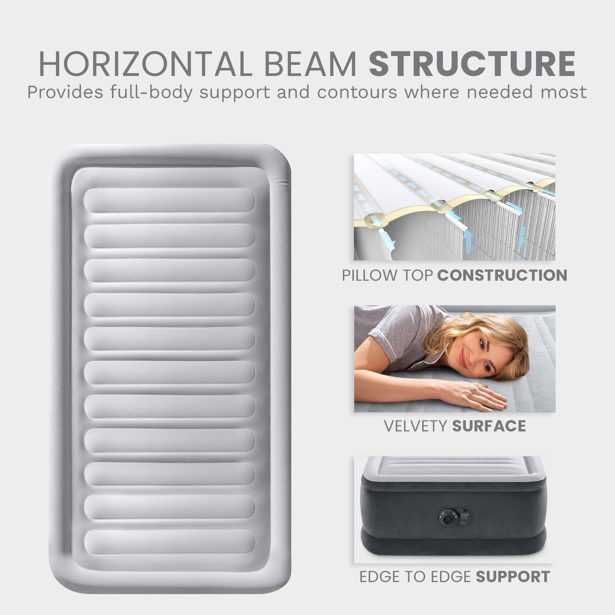 HORIZONTAL BEAM STRUCTURE  
Provides full-body support and contours where needed most

PILLOW TOP CONSTRUCTION

VELVETY SURFACE

EDGE TO EDGE SUPPORT