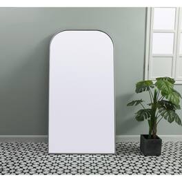 Elegant Decor - Metal Frame Arch Full Length Mirror 35x66 Inch - Silver