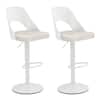 Front. Gymax - Gymax Bar Stools Set of 2 w/Enlarged PU Leather Seat Footrest Swivel Bar Chairs White - White.