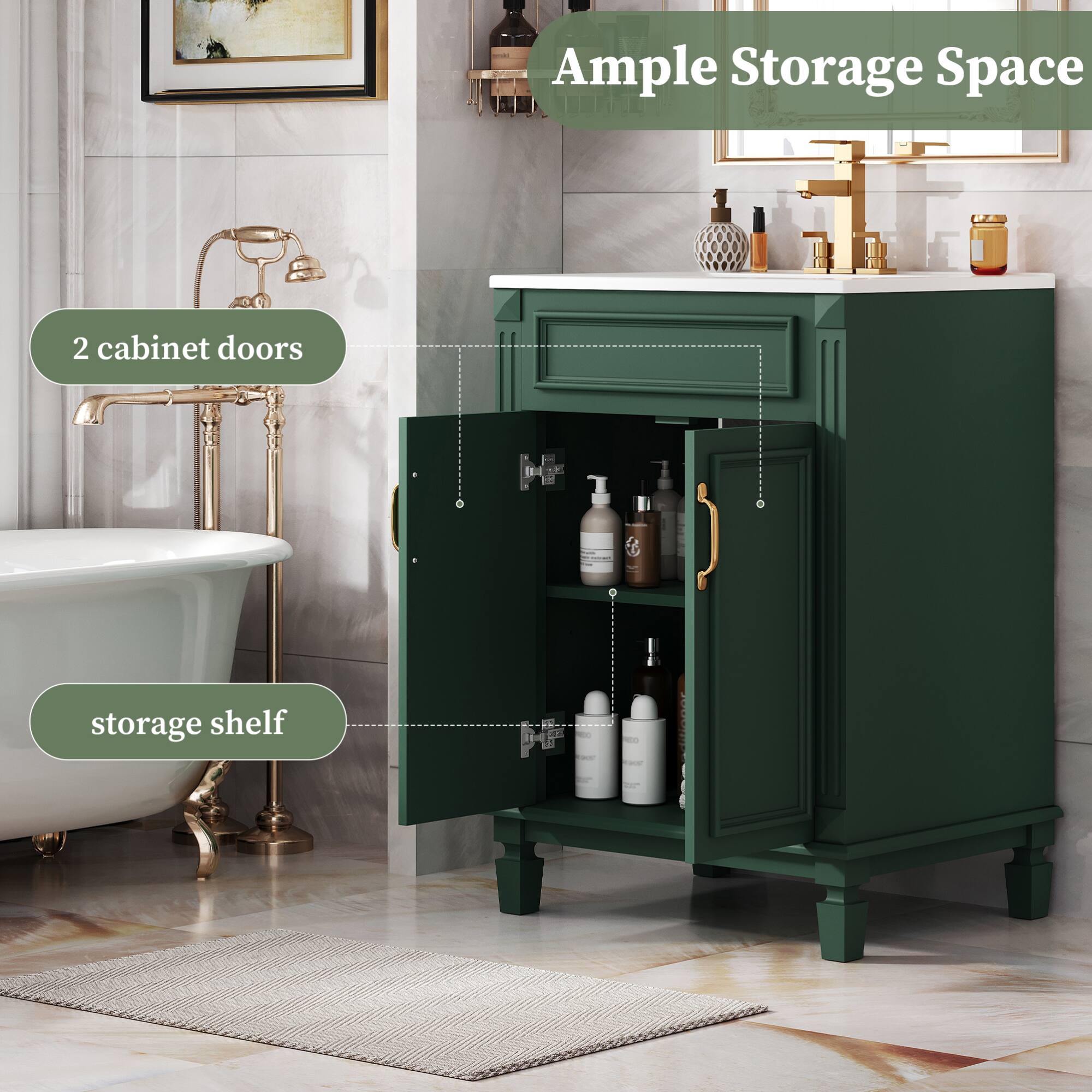Ample Storage Space

2 cabinet doors

storage shelf