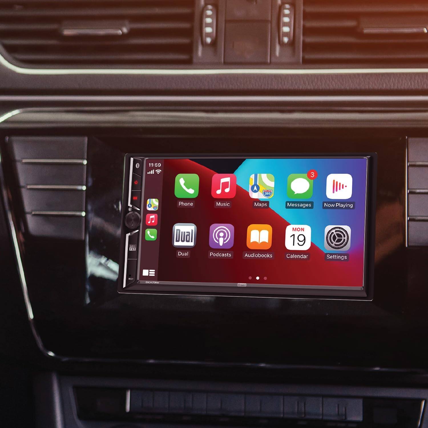 0 1 11:50 all 1 3 A - 1 Phone Music Maps Messages Now Playing MS T Dual Dual MON 19 Podcasts Audiobooks Calendar Settings - F

Corrected text:
0 1 11:50 all 1 3 A - 1 Phone Music Maps Messages Now Playing MS T Dual Dual MON 19 Podcasts Audiobooks Calendar Settings - F