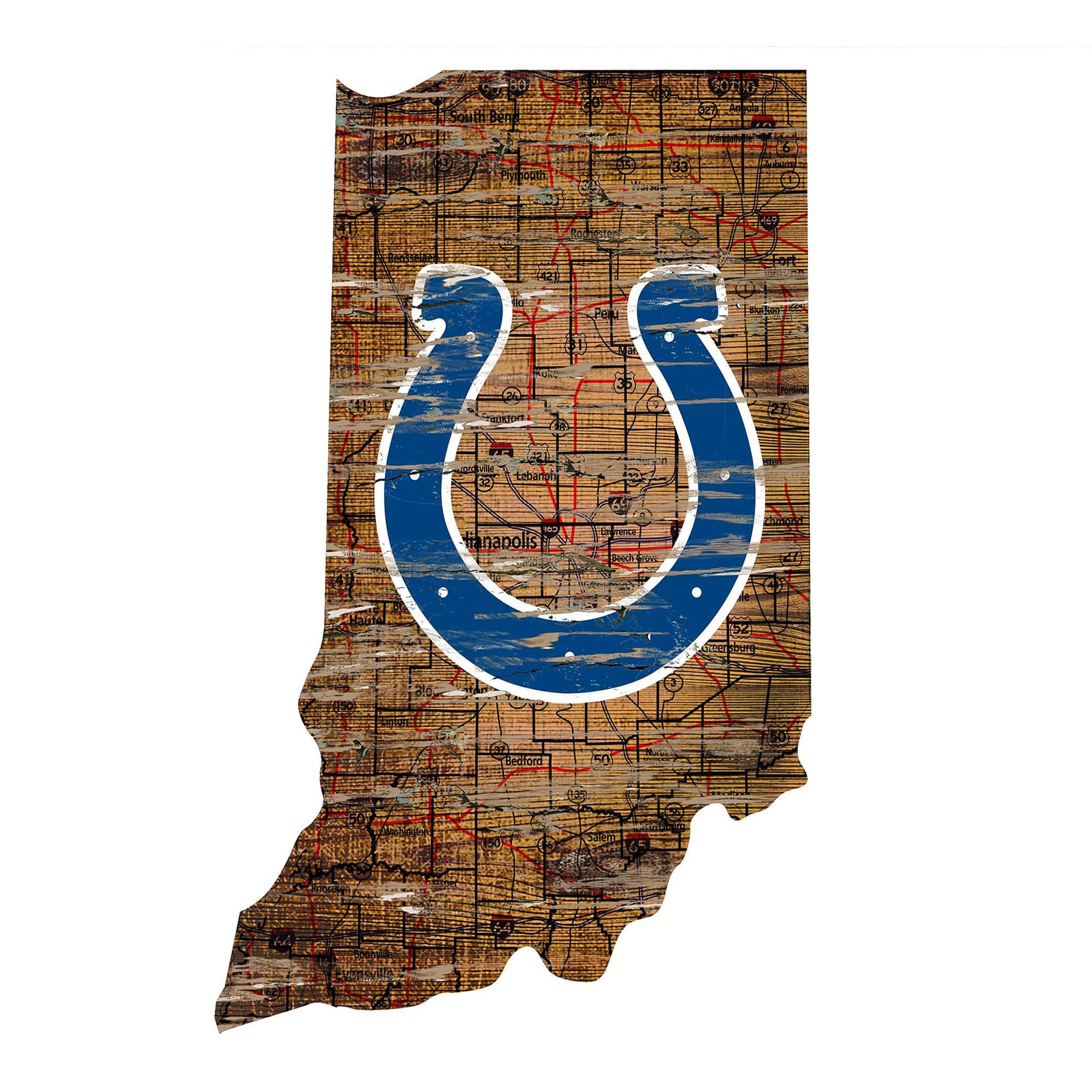"Fan Creations - Indianapolis Colts 23.5"" x 23.5"" Distressed State with Logo Sign - Multicolor" price history on PriceWatchPro