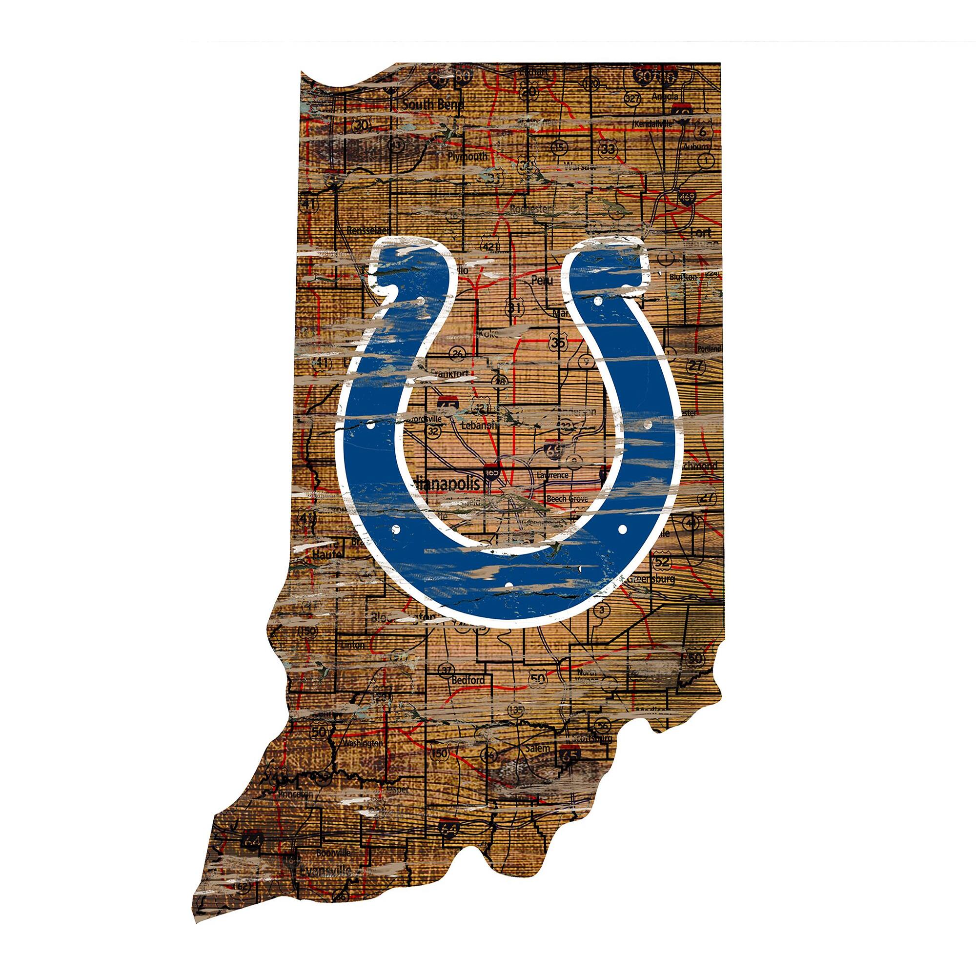 Indianapolis Colts 23.5" x 23.5" Distressed State with Logo Sign