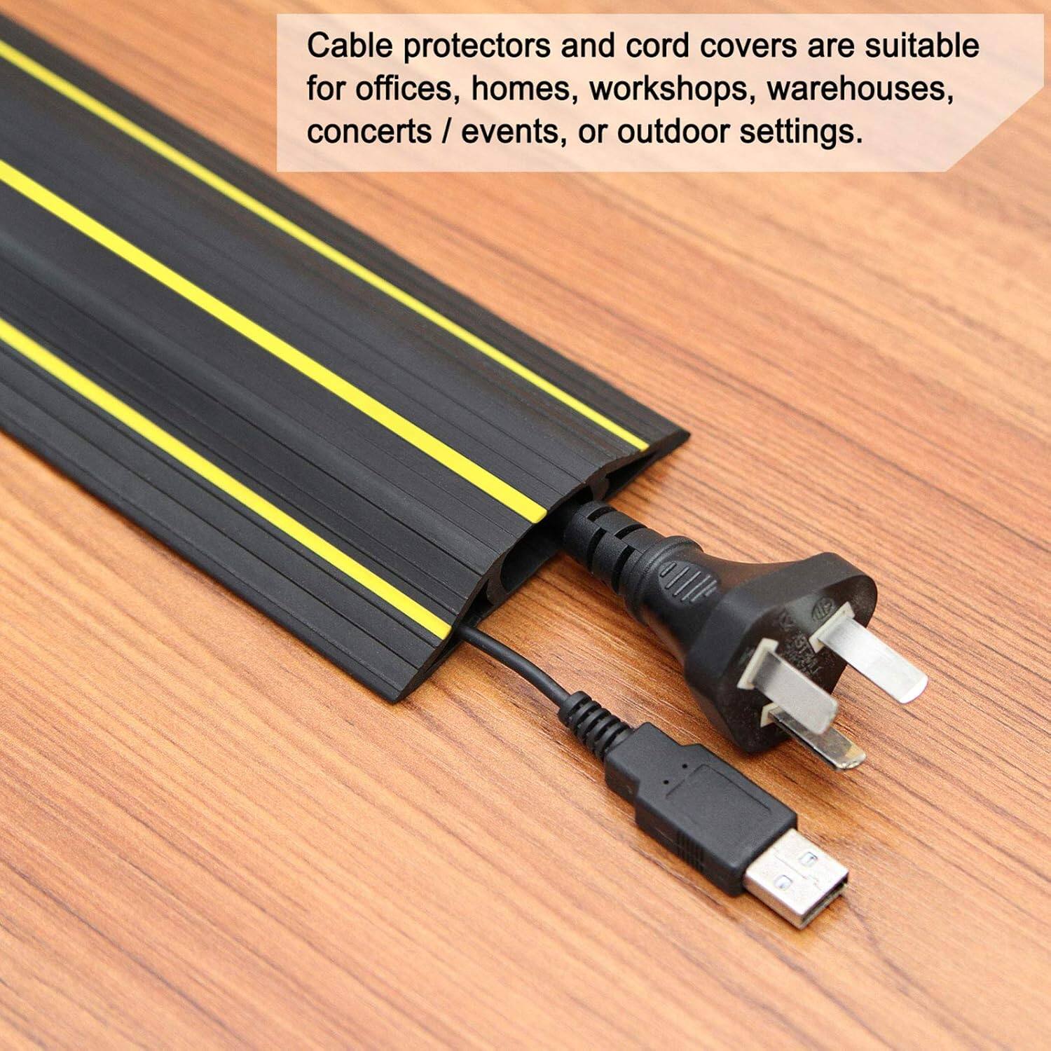 Cable protectors and cord covers are suitable for offices, homes, workshops, warehouses, concerts / events, or outdoor settings.