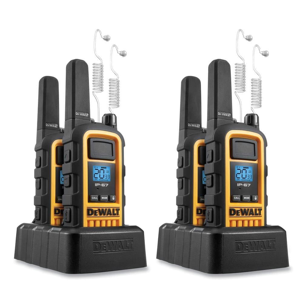 Dewalt - 2DXFRS800SV1 FRS Two-Way Radios, 4 Radios, 2 W, 22 Channels - Black/Yellow