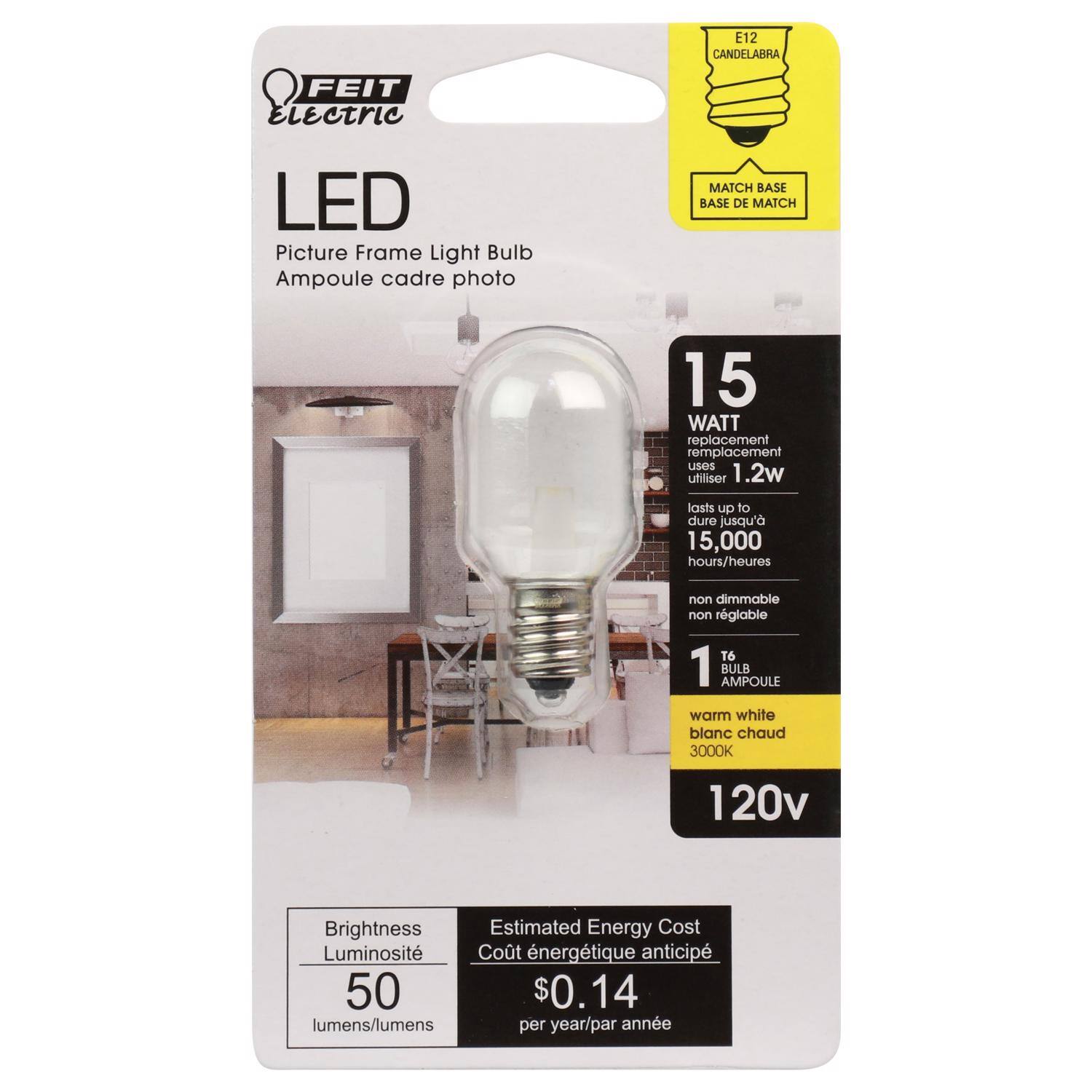 FEIT ELECTRIC - Feit T6 E12 (Candelabra) LED Bulb Bright White 15 Watt Equivalence 1 pk