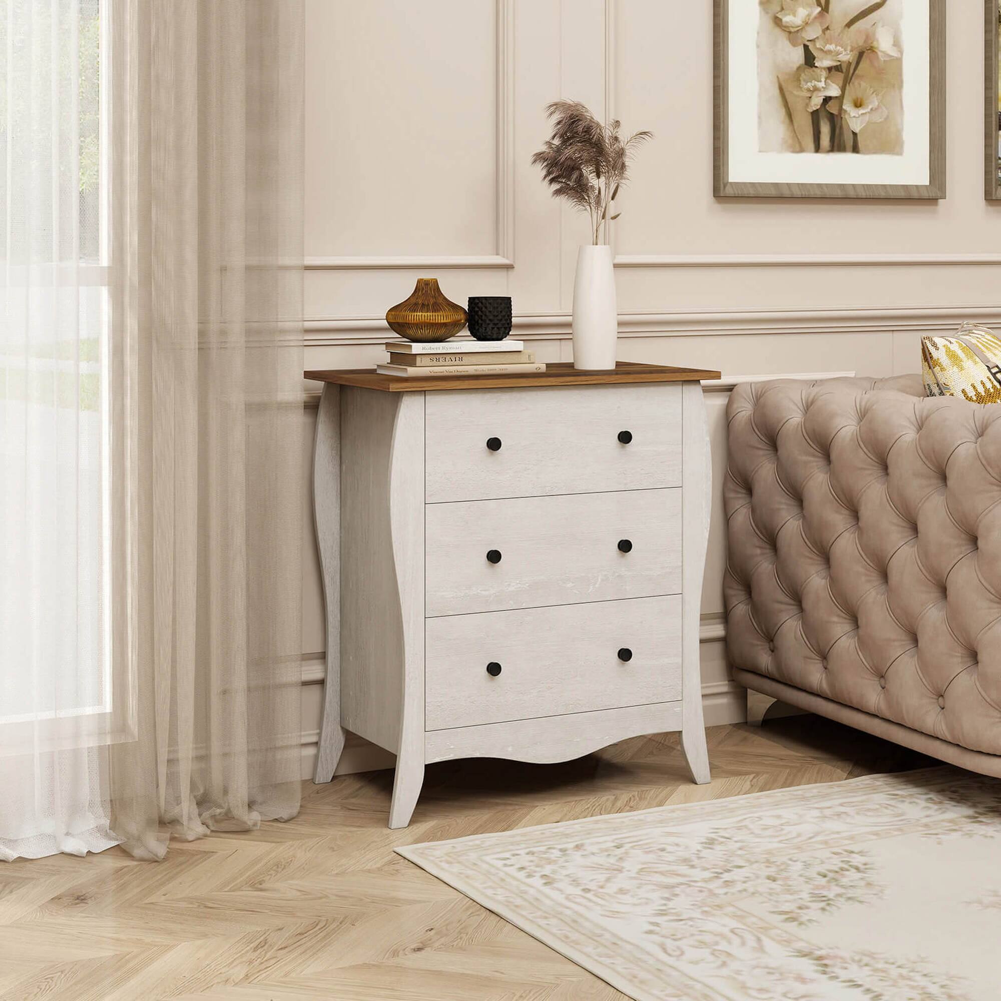 Alt View 1. Costway - Costway 1 PCS 30" Farmhouse Chest of Drawers with 3 Folding Fabric Drawers Anti-tipping Kit - Grey.