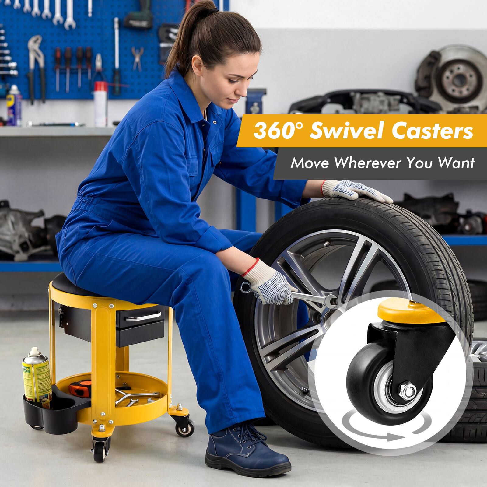 360° Swivel Casters  
Move Wherever You Want