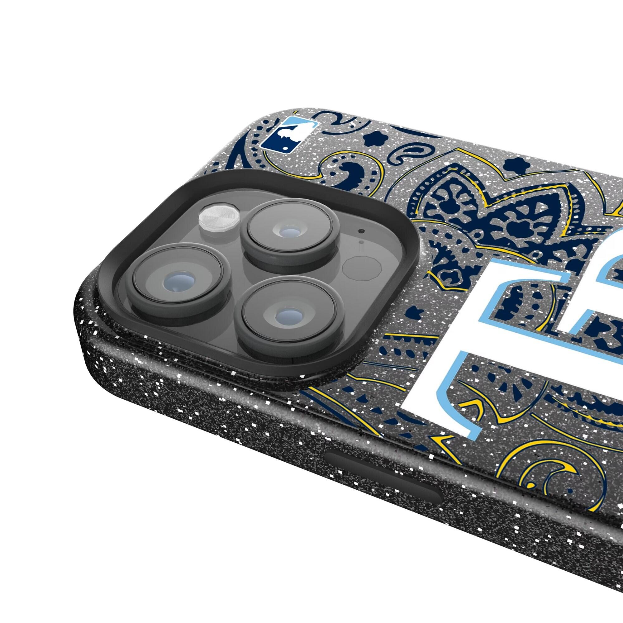 Alt View 3. Keyscaper - Tampa Bay Rays Paisley Bling iPhone Case - 15 - Black.