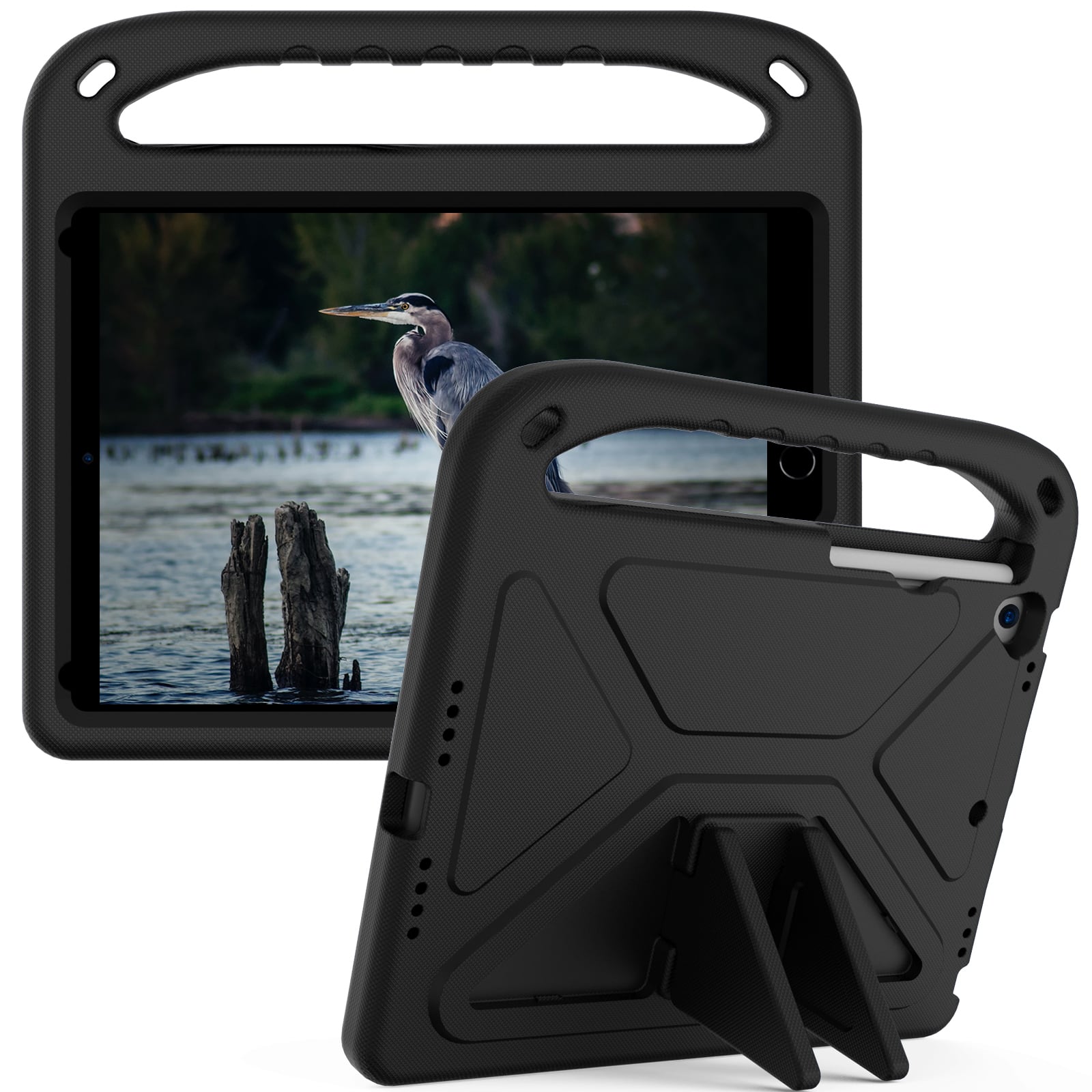 UUCOVER - Lightweight EVA Case for iPad 9th 8th 7th Gen 10.2-inch (2021/2020/2019) Shockproof Handle Kickstand Anti-Slip Cover - Black