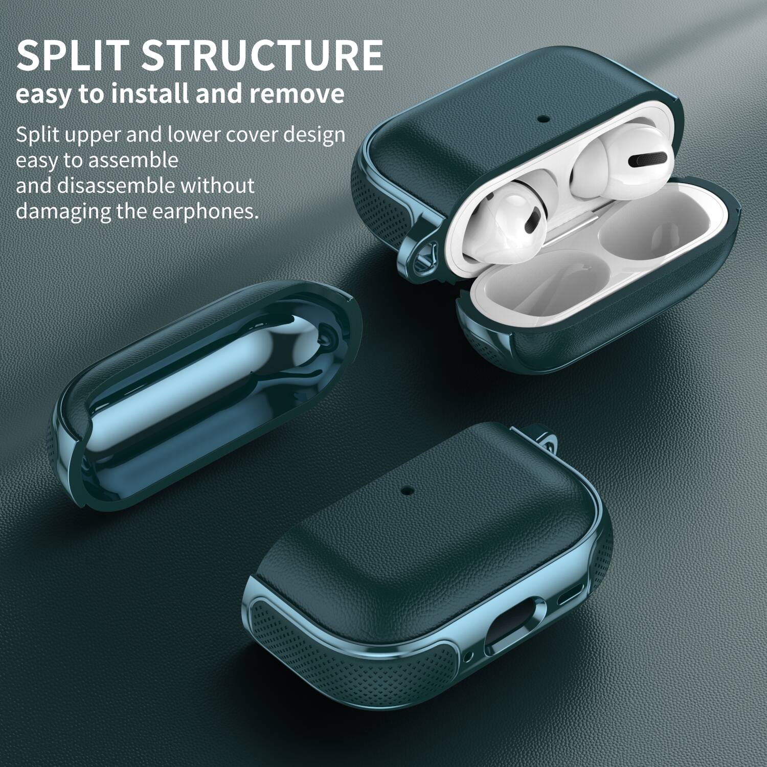 SPLIT STRUCTURE  
easy to install and remove  

Split upper and lower cover design  
easy to assemble and disassemble without damaging the earphones.
