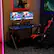 Left. Costway - K-Shaped Gaming Desk with Cup Holder - Black.