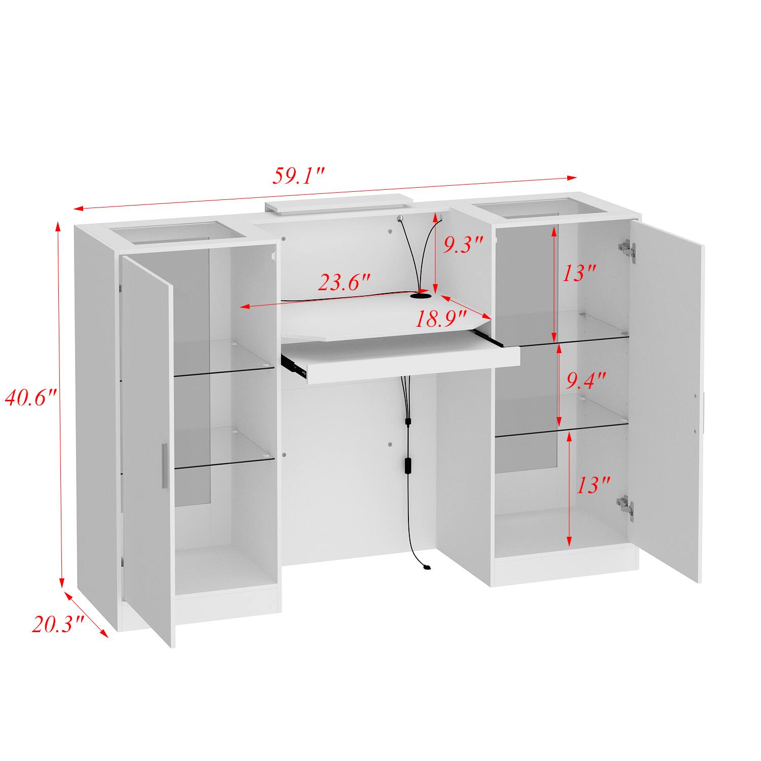 59.1", 40.6", 20.3", 23.6", 18.9", 13", 13", 9.4", 9.3"