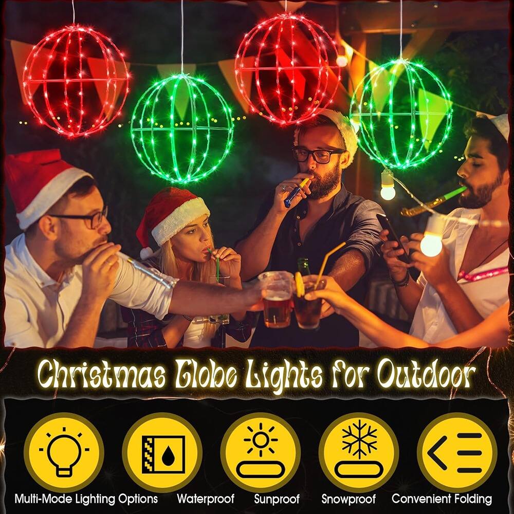 Christmas Globe Lights for Outdoor  
Multi-Mode Lighting Options  
Waterproof  
Sunproof  
Snowproof  
Convenient Folding