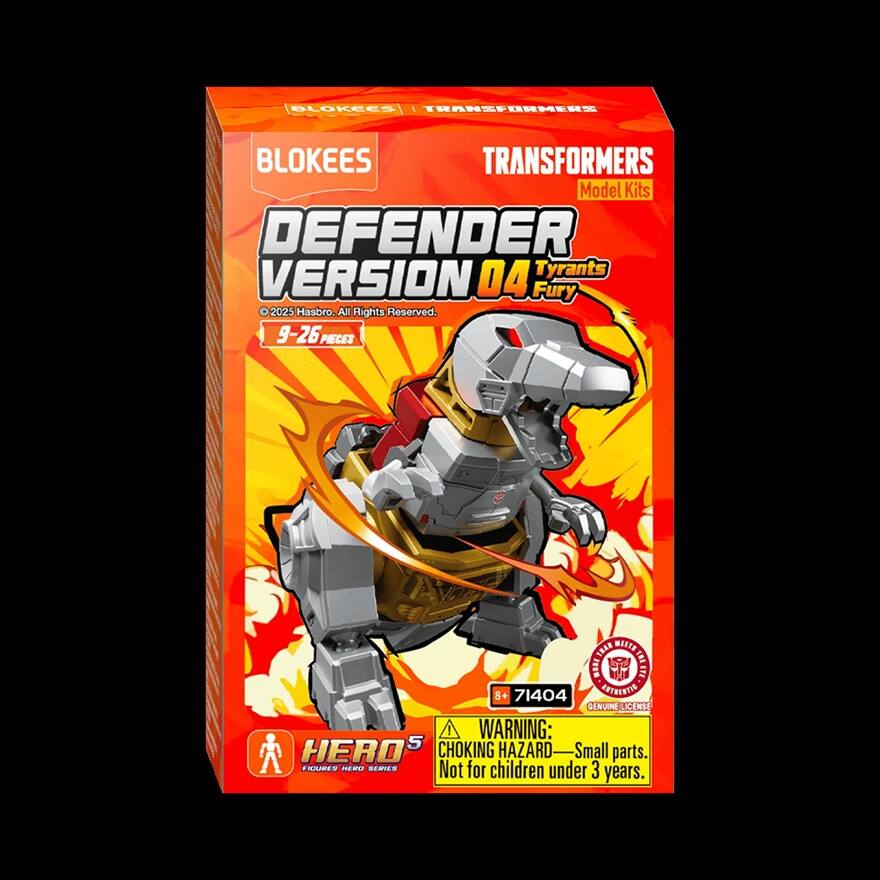 BLOKEES TRANSFORMERS Model Kits DEFENDER Tyrants VERSION 04 Fury O 2025 Hasbro. All Rights Reserved. 9-26 PIECES WARNING: HERO CHOKING HAZARD Small parts. Not for children under 3 years.