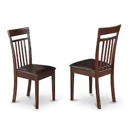 East West Furniture - Capri slat back Chair for dining room with Leather Upholstered Seat - Mahogany