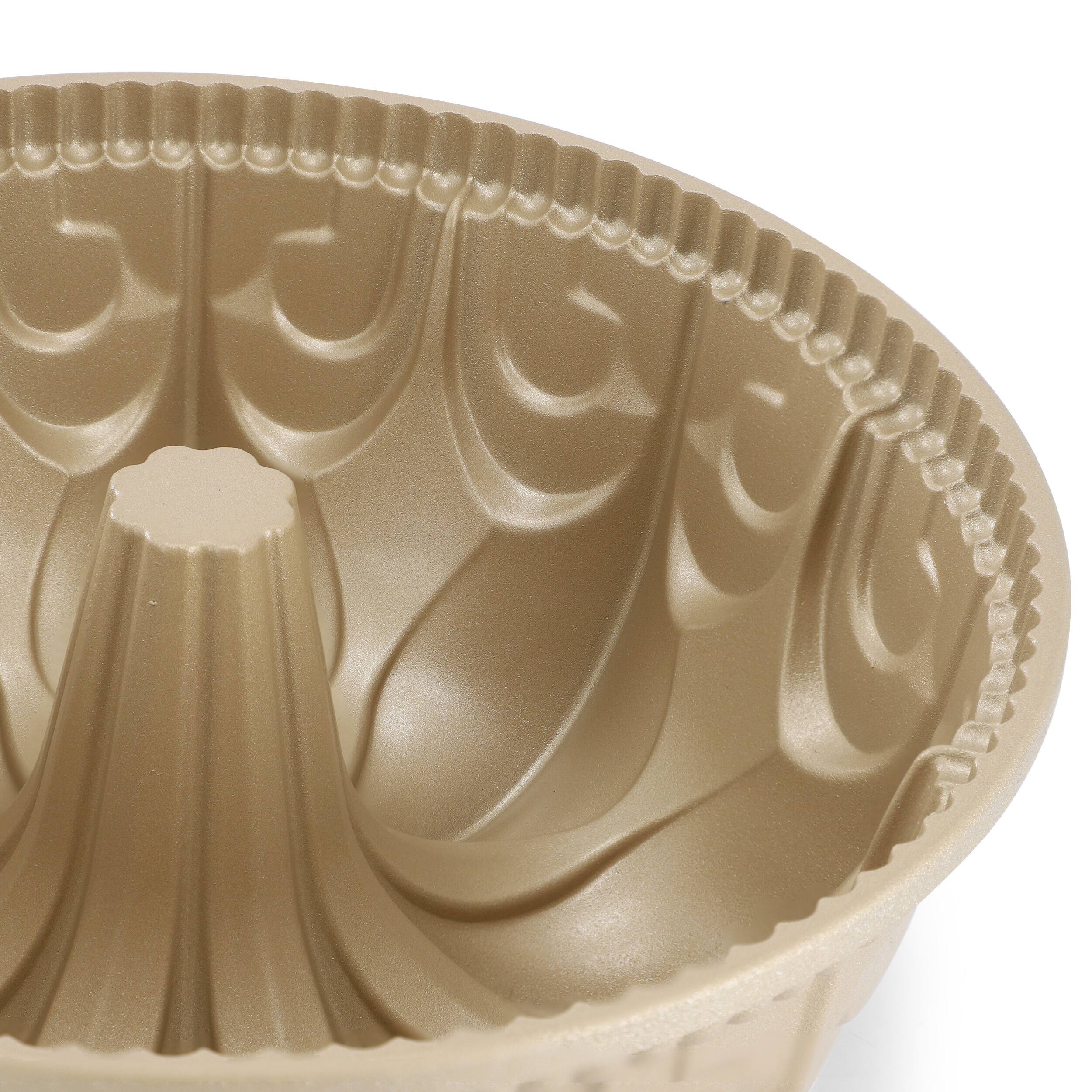 Alt View 3. Martha Stewart - Martha Stewart Festive Holiday 9.3 Inch x 3.9 Inch Cast Aluminum Cake Pan - Champagne.