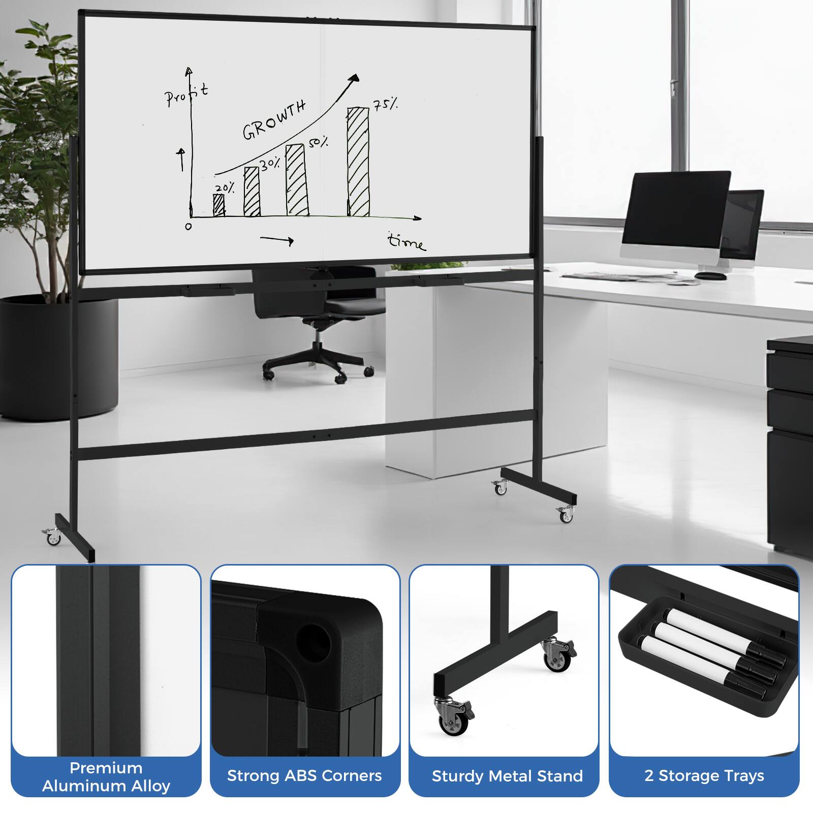 Profit Pro GROWTH S02  
3% 20% 75%  
time  
Premium Aluminum Alloy  
Strong ABS Corners  
Sturdy Metal Stand  
2 Storage Trays