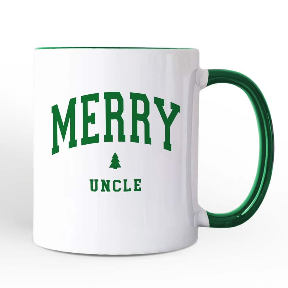 OrnamentallyYou - Merry Uncle Retro Christmas Mug, Matching Family Holiday Gift - White