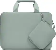 Front. mosiso - Laptop Sleeve 16 inch, Neoprene Laptop Carrying Case with Handle & Pouch for MacBook Pro 16, HP Acer Dell Lenovo ASUS - Antique Green.