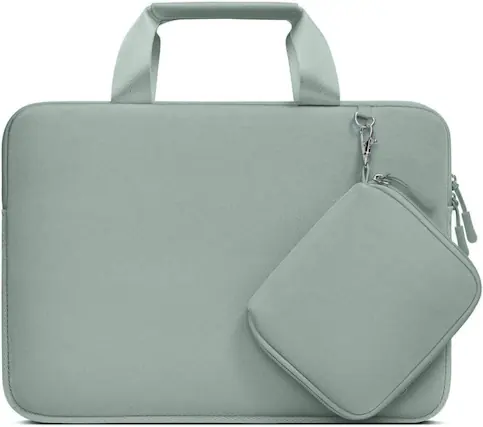 Front. mosiso - Laptop Sleeve 16 inch, Neoprene Laptop Carrying Case with Handle & Pouch for MacBook Pro 16, HP Acer Dell Lenovo ASUS - Antique Green.