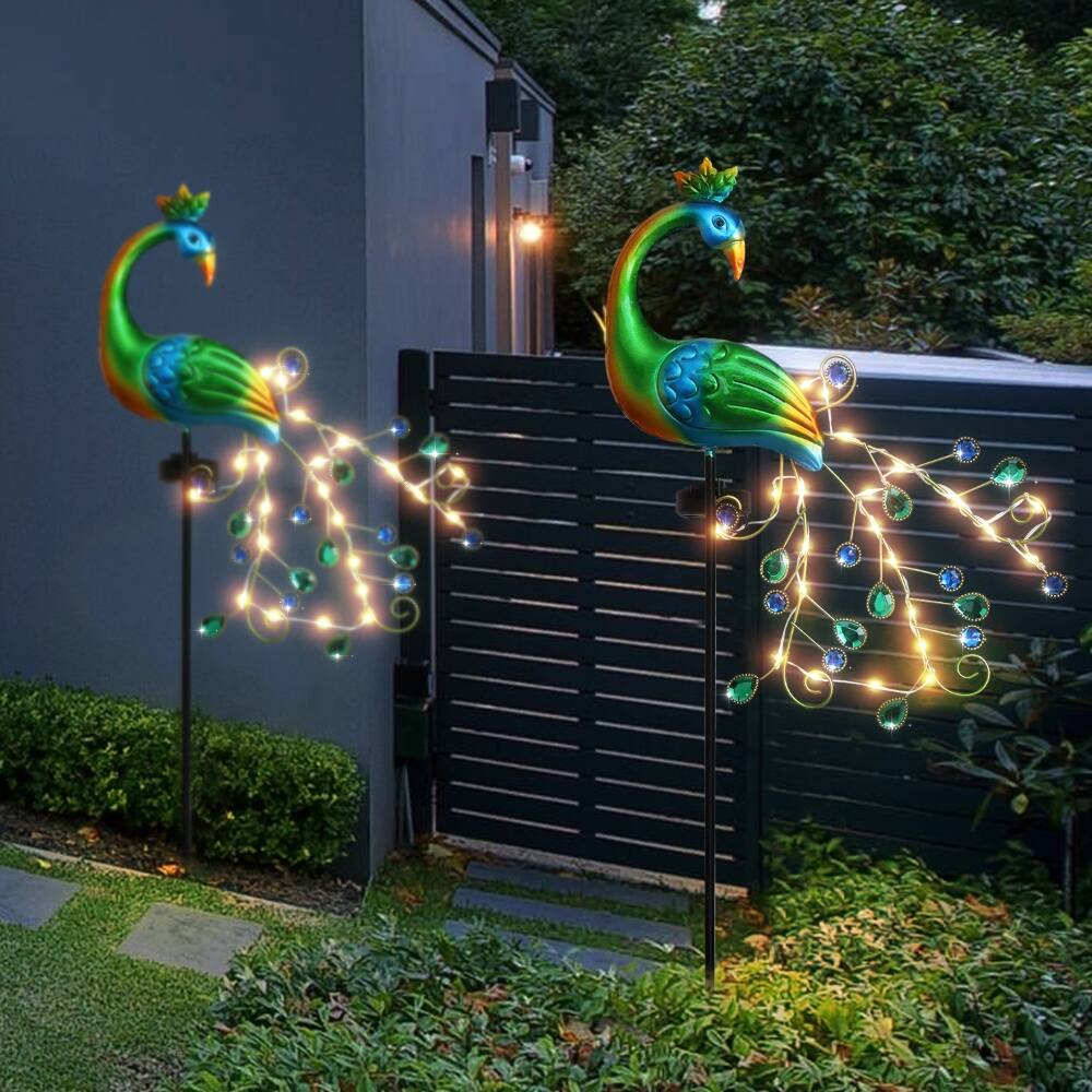 Alt View 2. BEARSOLIM - Large-tailed Peacock Garden Outdoor Light.