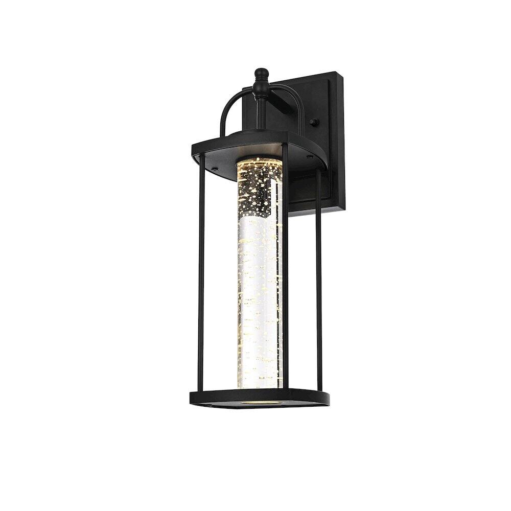 Back. Elegant Lighting - Zev 15 inch LED Outdoor Wall sconce in Black - Black And Clear.