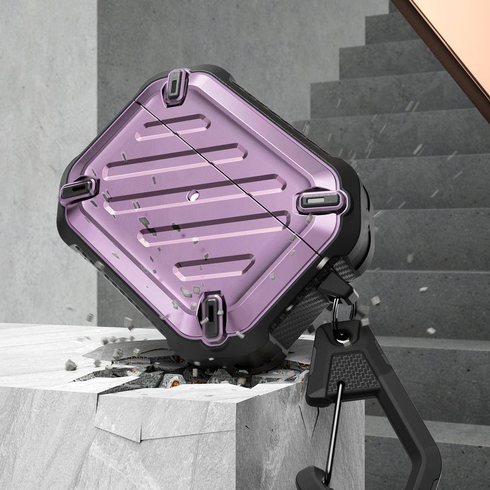 Angle. SUPCASE - Apple AirPods Pro 1 & 2 Unicorn Beetle PRO Rugged Case Waterproof Case - Metallic Purple.