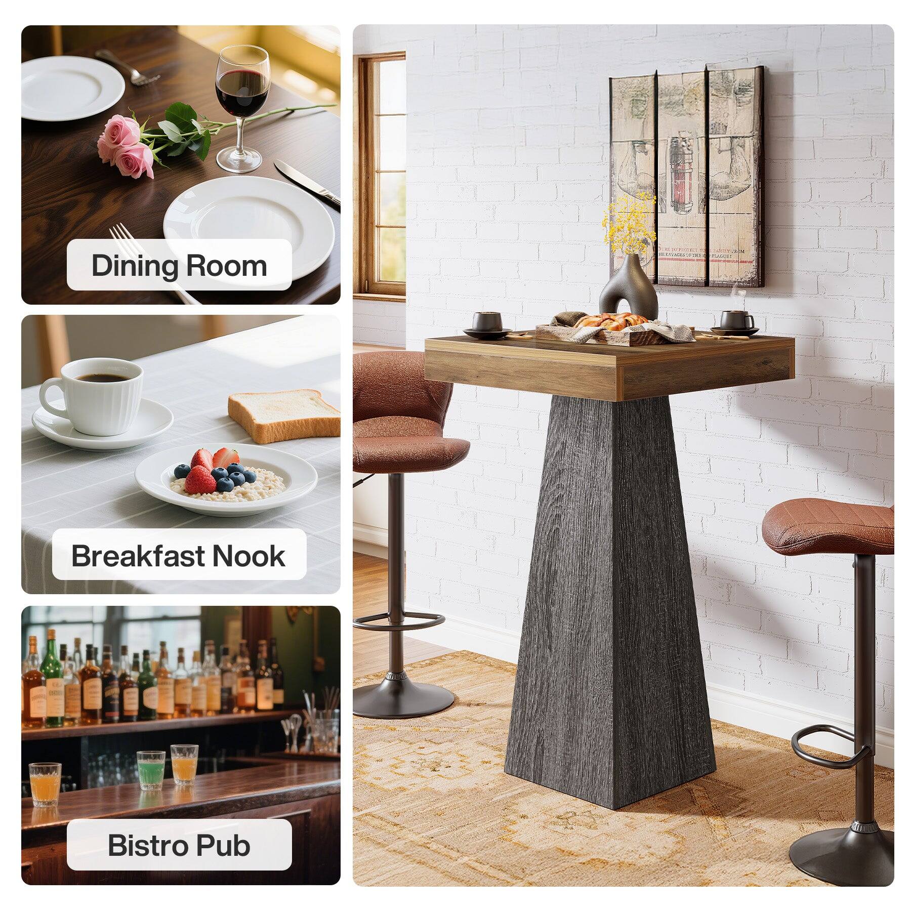 Tribesigns Bar Table with Engineered Wood Construction and Square Top ...